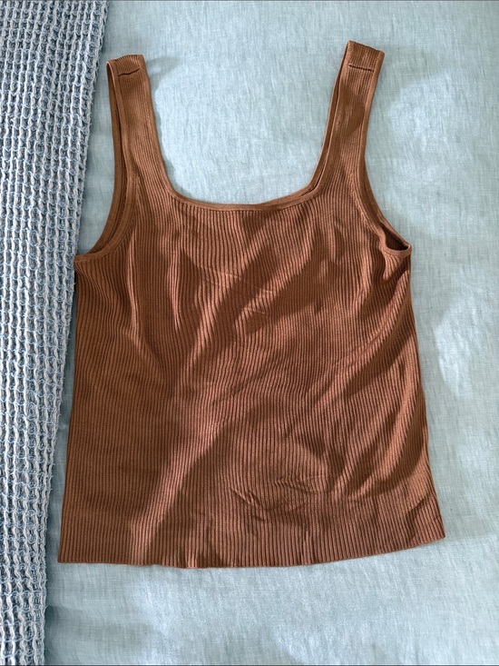 Madewell Tops - Madewell Ribbed Square-Neck Tank Top in Brown